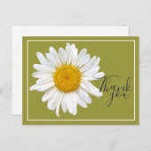 Carte Postale Marguerite blanche centre jaune fond vert Merci (Devant / Derrière)