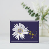 Carte Postale Marguerite blanche Fond bleu marine Merci (Debout devant)