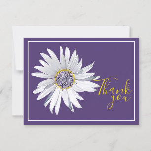 Carte Postale Marguerite Blanche Fond Violet Merci