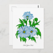 Carte Postale Marguerite, Fleurs marguerites en style rétro (Devant / Derrière)