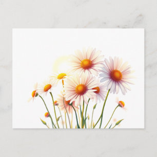 Carte Postale Marguerites aquarelles vibrantes à l'heure dorée