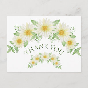 Carte Postale Marguerites blanches aquarelle Budget Merci