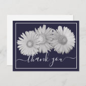Carte Postale Marguerites de Gerbera Fond Navy Merci (Devant / Derrière)