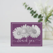 Carte Postale Marguerites de Gerbera Fond Violet Merci (Debout devant)