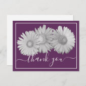 Carte Postale Marguerites de Gerbera Fond Violet Merci (Devant / Derrière)