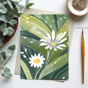 Carte Postale Marguerites de printemps Floral blanc aquarelle