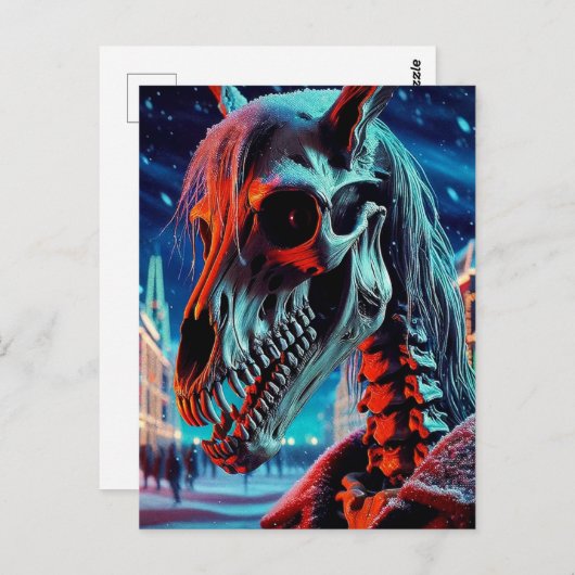 Carte Postale Mari Lwyd Skeleton Noël (Devant / Derrière)