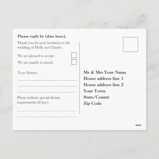 Carte postale mariage (Dos)