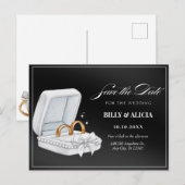 Carte Postale Mariage à anneau noir et blanc (Devant / Derrière)