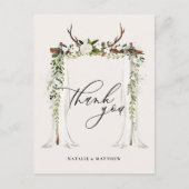 Carte Postale Mariage à canopée fleurie rustique et aquarelle (Devant)