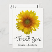 Carte Postale Mariage à fleurs de Merci de tournesol jaune Flora (Devant / Derrière)