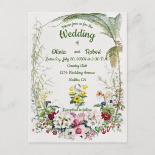 Carte Postale Mariage à fleurs tropicales