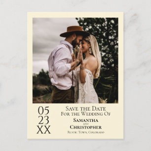 Carte Postale Mariage à la crème ivoire simple Enregistrer la ph