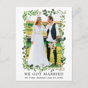 Carte Postale Mariage à l'aquarelle Eucalyptus Nous nous sommes 
