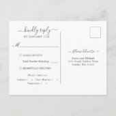 Carte Postale Mariage à l'Eucalyptus jaune argenté chic RSVP (Dos)