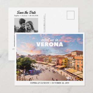 Carte Postale Mariage à Vérone Enregistrez la Date Italien Rétro