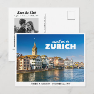 Carte Postale Mariage à Zurich Enregistrez la Date Rétro