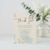 Carte Postale Mariage Abstrait Floral Bleu Moderne (Debout devant)