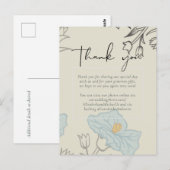 Carte Postale Mariage Abstrait Floral Bleu Moderne (Devant / Derrière)