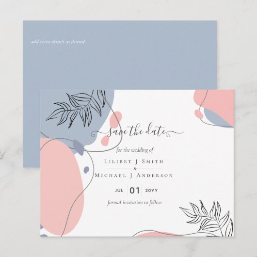 Carte Postale Mariage Abstrait Moderne Scandinave Japandi (Devant / Derrière)