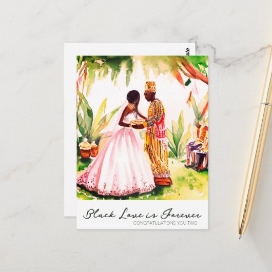 Carte Postale Mariage Afro-Américain (Devant/Arrière en situation)