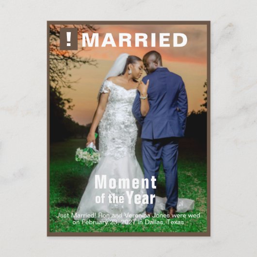 Carte Postale Mariage Ajouter Photo Fun Magazine Couverture Post (Devant)