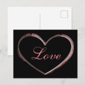 Carte Postale Mariage Amour Calligraphie Grise Cœur Tendance (Devant / Derrière)