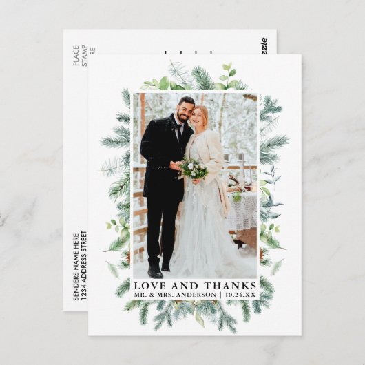 Carte Postale Mariage Amour et Remerciements à la peinture à l'a (Devant / Derrière)