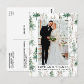 Carte Postale Mariage Amour et Remerciements à l'aquarelle Pins  (Devant / Derrière)