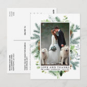 Carte Postale Mariage Amour et Remerciements de Feuillage de Pin (Devant / Derrière)
