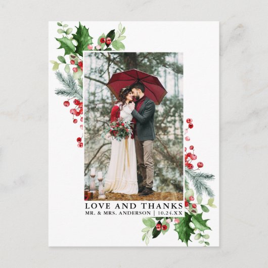 Carte Postale Mariage Amour et Remerciements Verture d'Hiver à l (Devant)