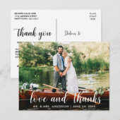 Carte Postale Mariage Amour Merci Mariée Marié Photo Écriture Bl (Devant / Derrière)