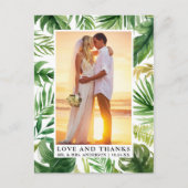 Carte Postale Mariage Amour Remerciements Aquarelle Tropicale Vé (Devant)