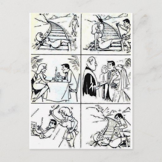 Carte Postale Mariage amusant/cycle de relation de rencontre (Devant)