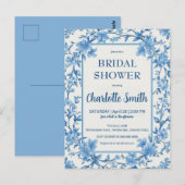 Carte Postale mariage ancien de style chinoiserie bleu et blanc (Devant / Derrière)