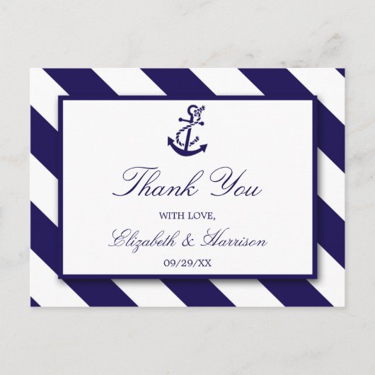 Carte Postale Mariage Ancre bleu marine (Devant)