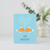 Carte Postale Mariage Anniversaire Marié Couple Coeur Poisson (Debout devant)