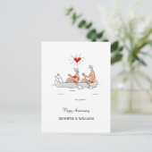 Carte Postale Mariage Anniversaire Marié Couple Heart Canoe (Debout devant)