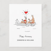 Carte Postale Mariage Anniversaire Marié Couple Heart Canoe (Devant)