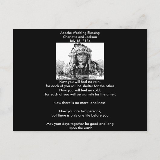 Carte Postale Mariage Apache Bénédiction Cheif (Devant)