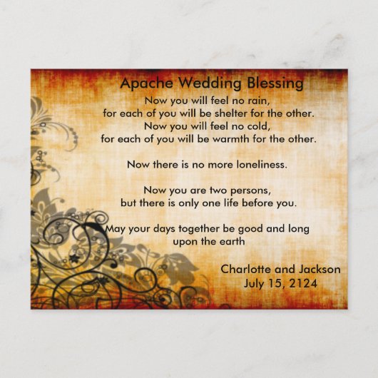 Carte Postale Mariage Apache Bénédiction vieux papier 2 (Devant)
