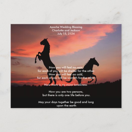 Carte Postale Mariage Apache - Silhouette Bénédiction (Devant)
