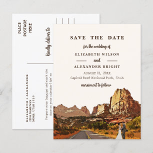 Carte Postale Mariage aquarelle dans le désert de Capitol Reef N