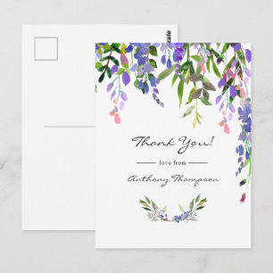 Carte Postale Mariage aquarelle floral ultra violet