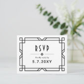 Carte postale Mariage Art Déco Classy RSVP sur mes (Debout devant)