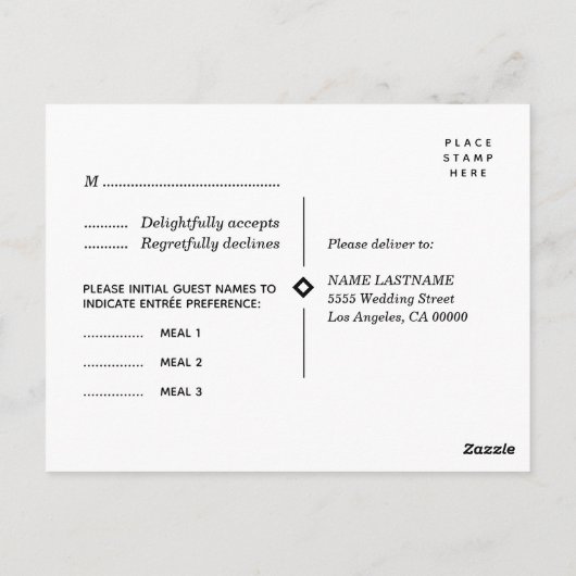 Carte postale Mariage Art Déco Classy RSVP sur mes (Dos)