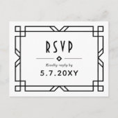 Carte postale Mariage Art Déco Classy RSVP sur mes (Devant)