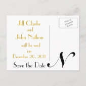 Carte postale mariage Art Déco Gold Noir (Dos)