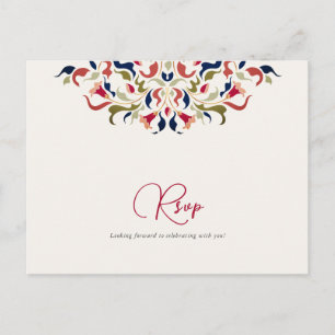 Carte Postale Mariage Artistique Botanique Floral Paisley de Lux