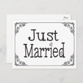 Carte postale Mariage au coeur noir et blanc (Devant / Derrière)